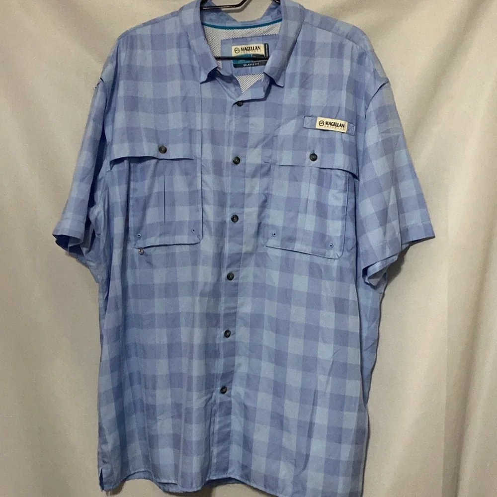 Magellan Fish Gear moisture wicking MENS XL Outdoors Blue‎ Button Down Shirt